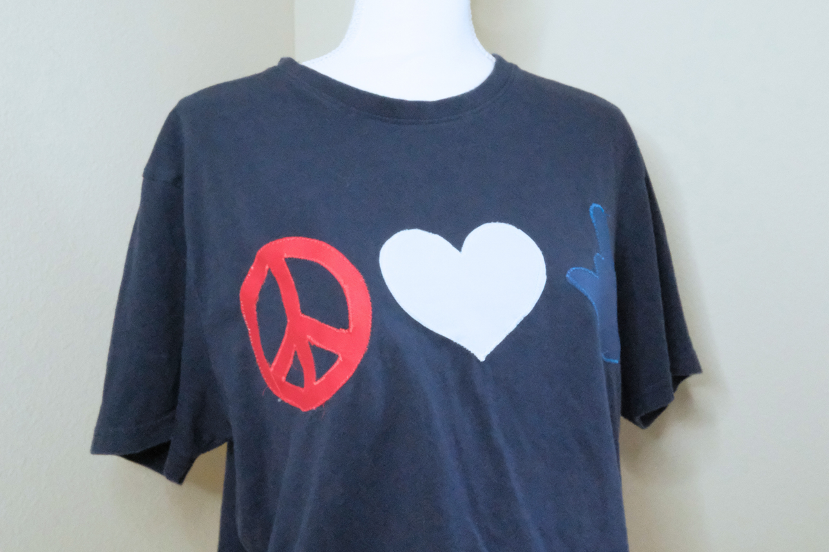 Navy Peace Love Middle Finger Patriotic Cropped Tee