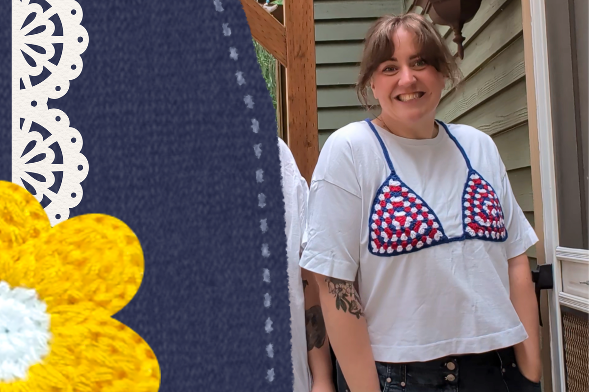 Red, White, and Blue Crocheted Bikini Tee