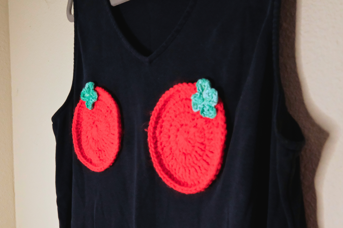 Navy V-Neck Crocheted Tomato Ta-Ta Tank