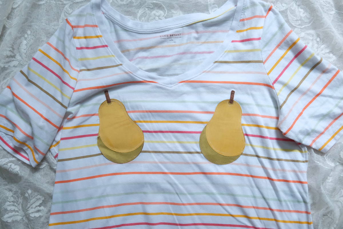 SECONDS Striped V-Neck Juicy Pear Ta-Ta Tee