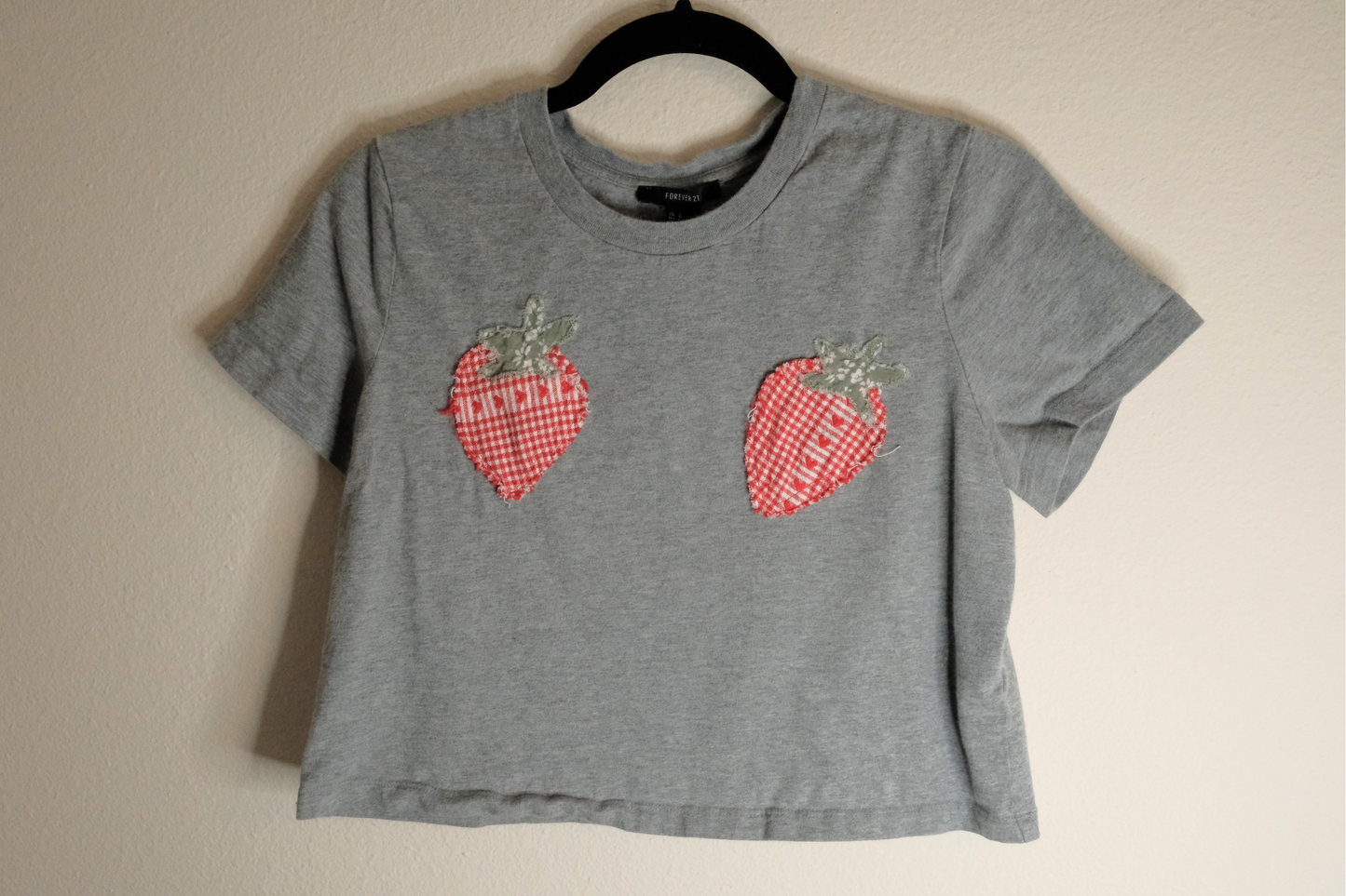 Grey Cropped Strawberry Ta-Ta Tee