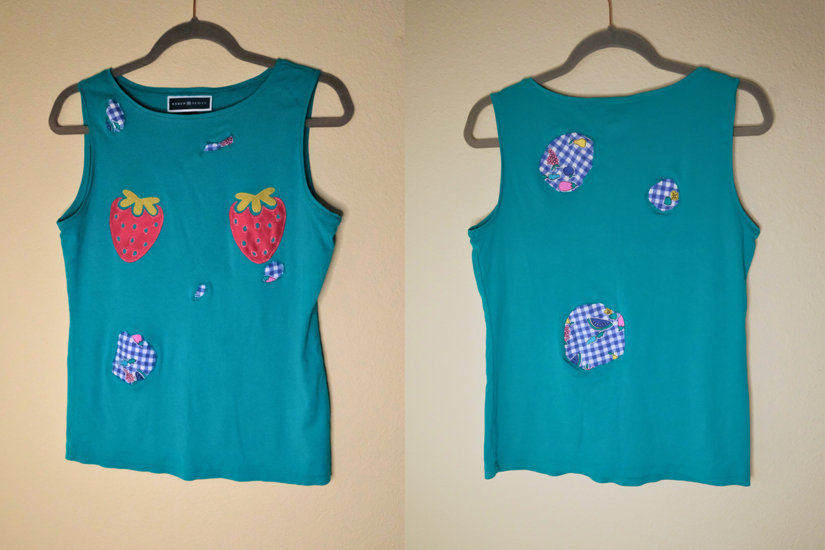Teal Strawberry Patchwork Ta-Ta Tank