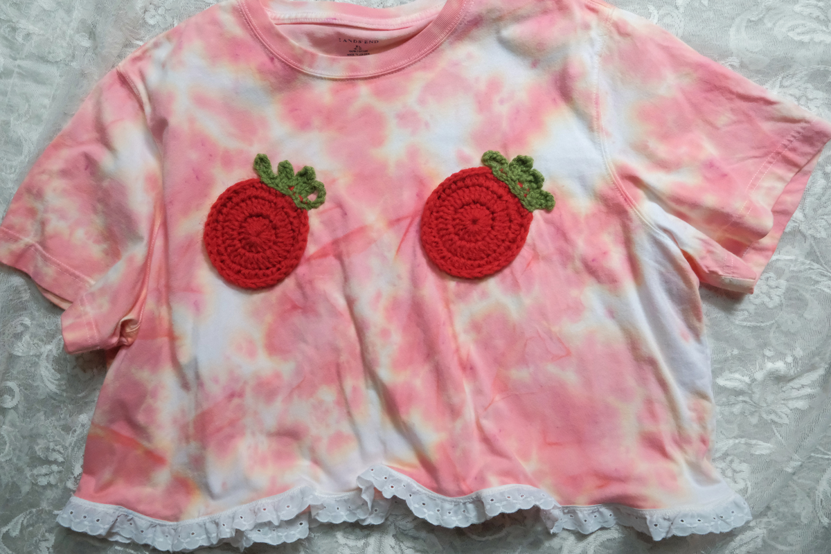 OOAK Tie Dye Tomato Cropped Ta-Ta Tee