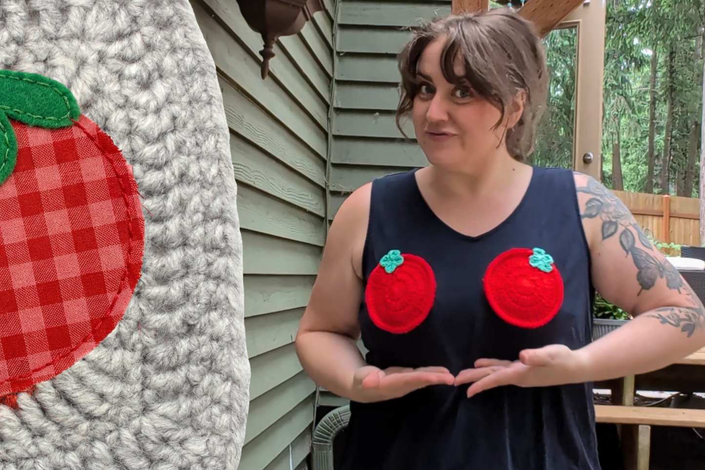 Navy V-Neck Crocheted Tomato Ta-Ta Tank