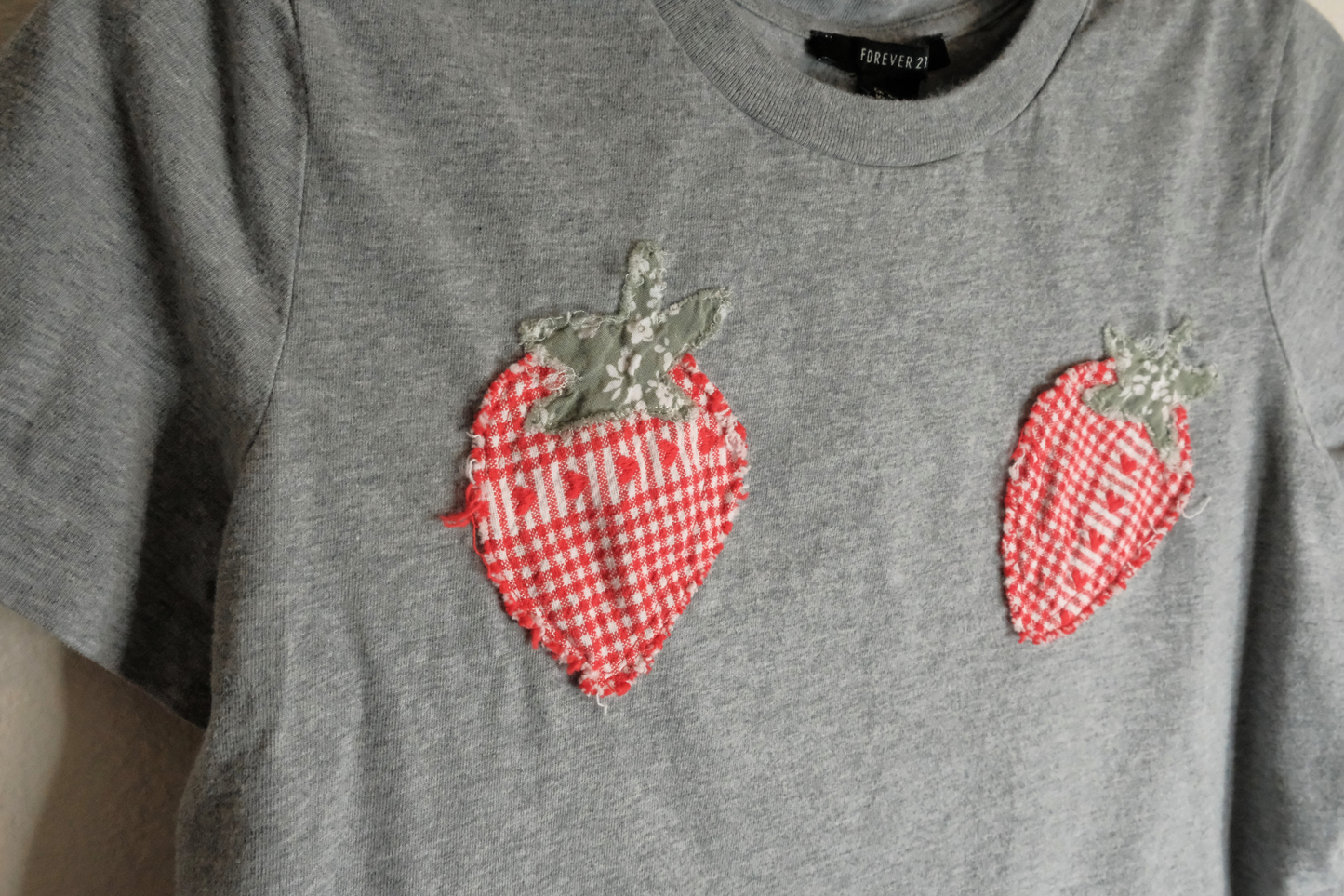Grey Cropped Strawberry Ta-Ta Tee