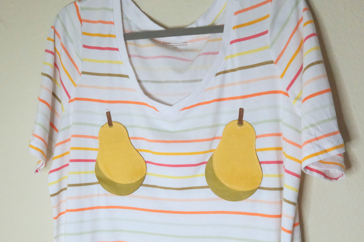 SECONDS Striped V-Neck Juicy Pear Ta-Ta Tee