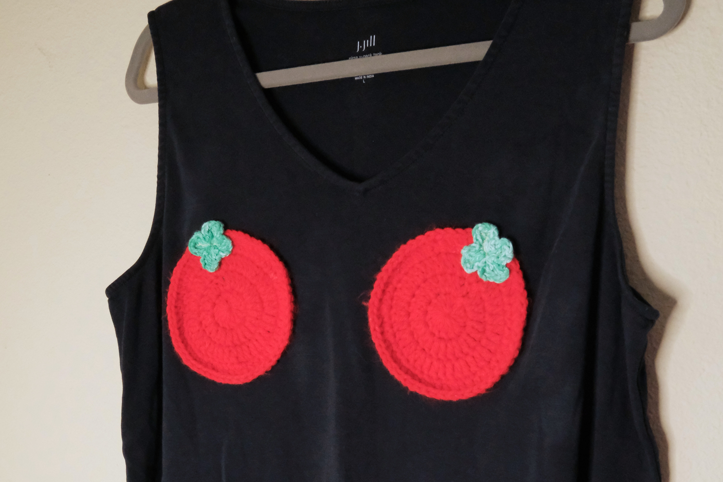 Navy V-Neck Crocheted Tomato Ta-Ta Tank