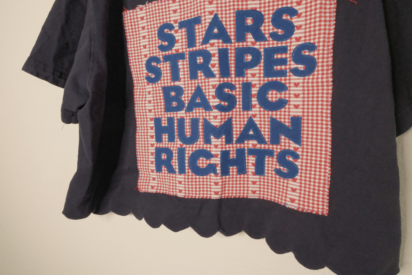 Navy "Stars Stripes Equal Rights" Scalloped Edge Crop Top