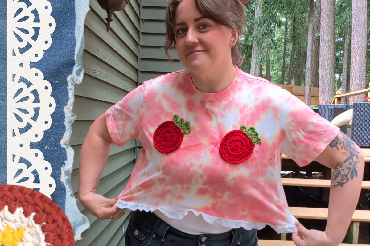 OOAK Tie Dye Tomato Cropped Ta-Ta Tee