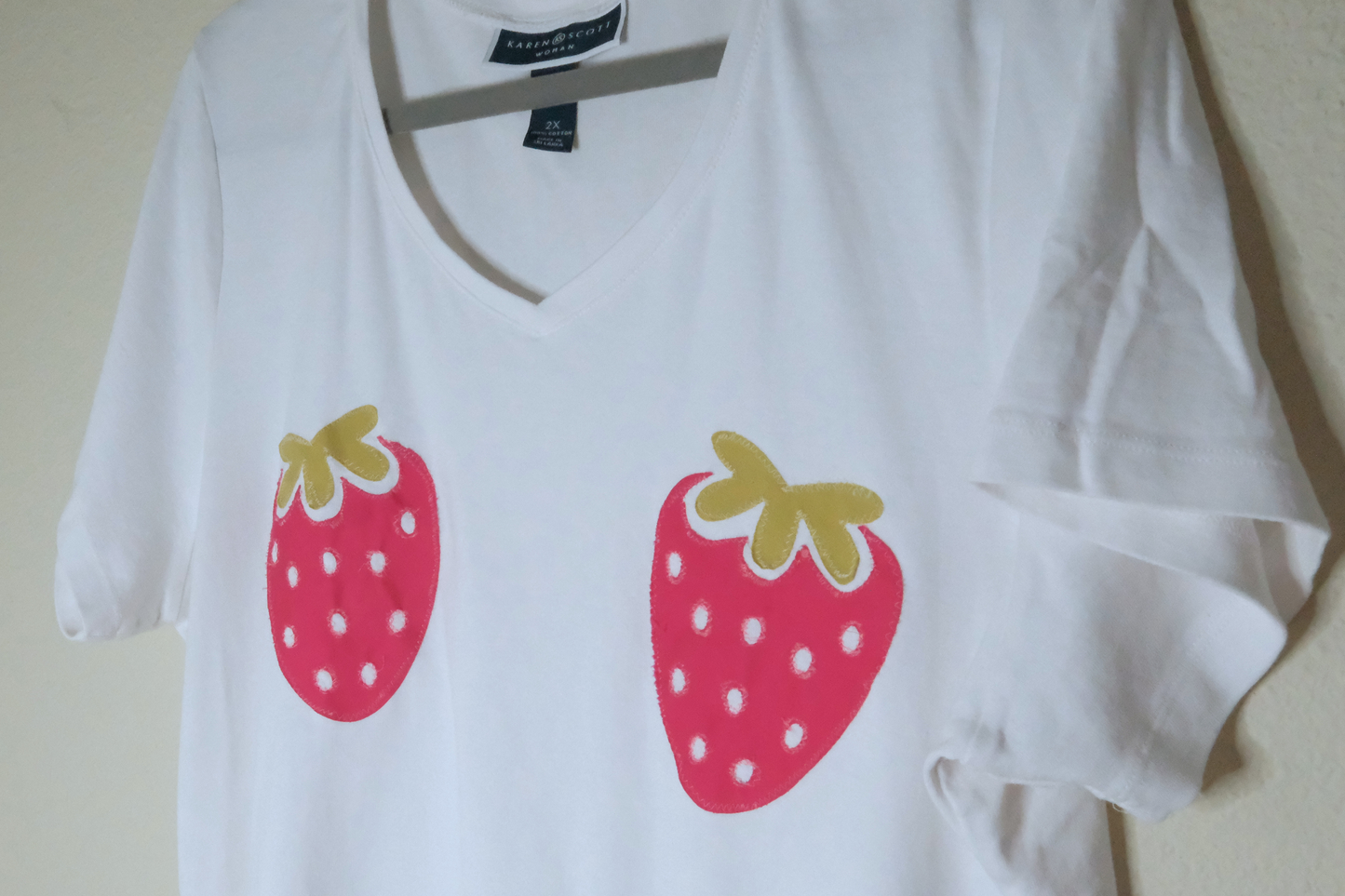White Cotton Strawberry Ta-Ta Tee