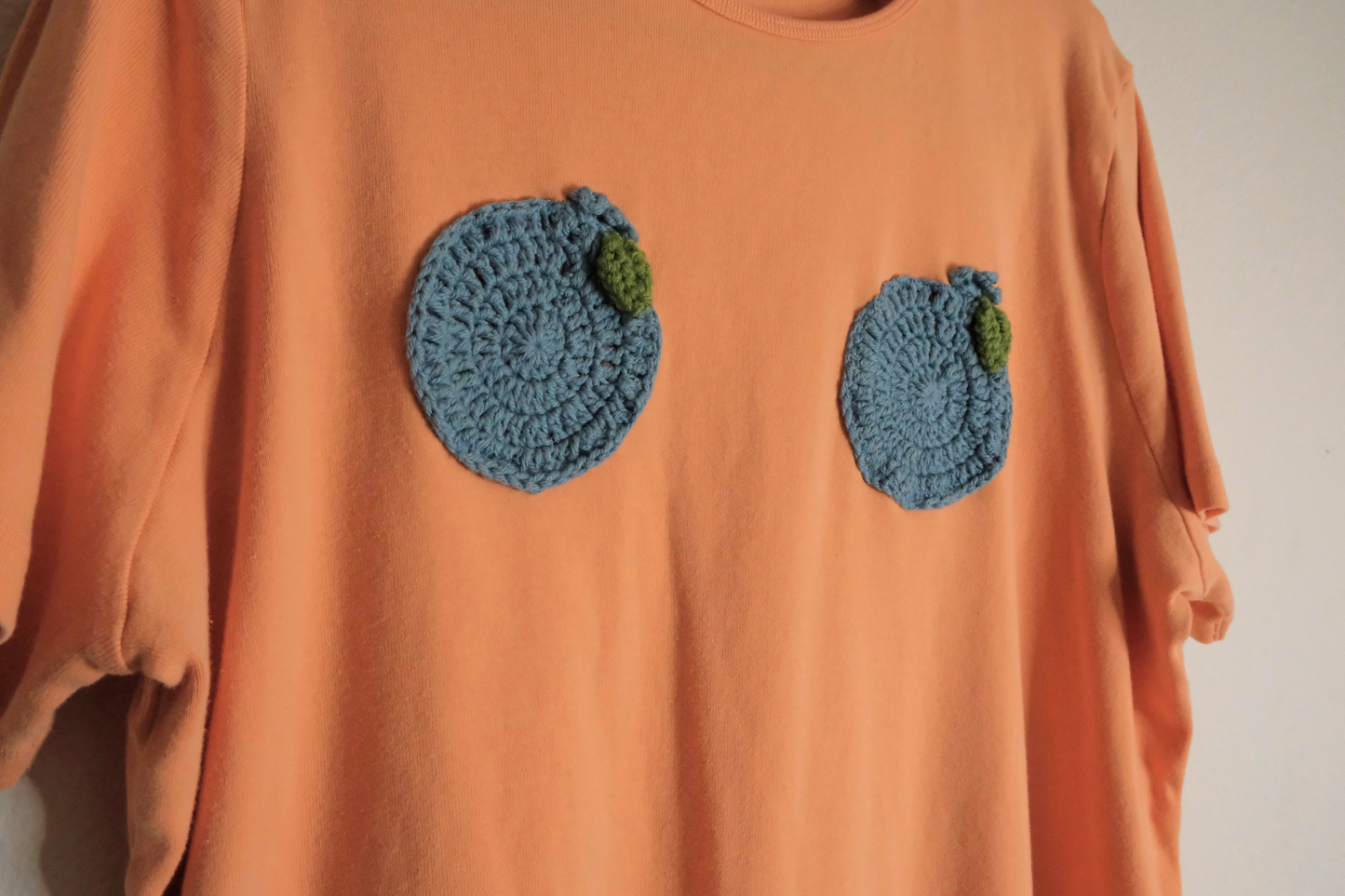 Bright Peach Crocheted Blueberry Ta-Ta Tee