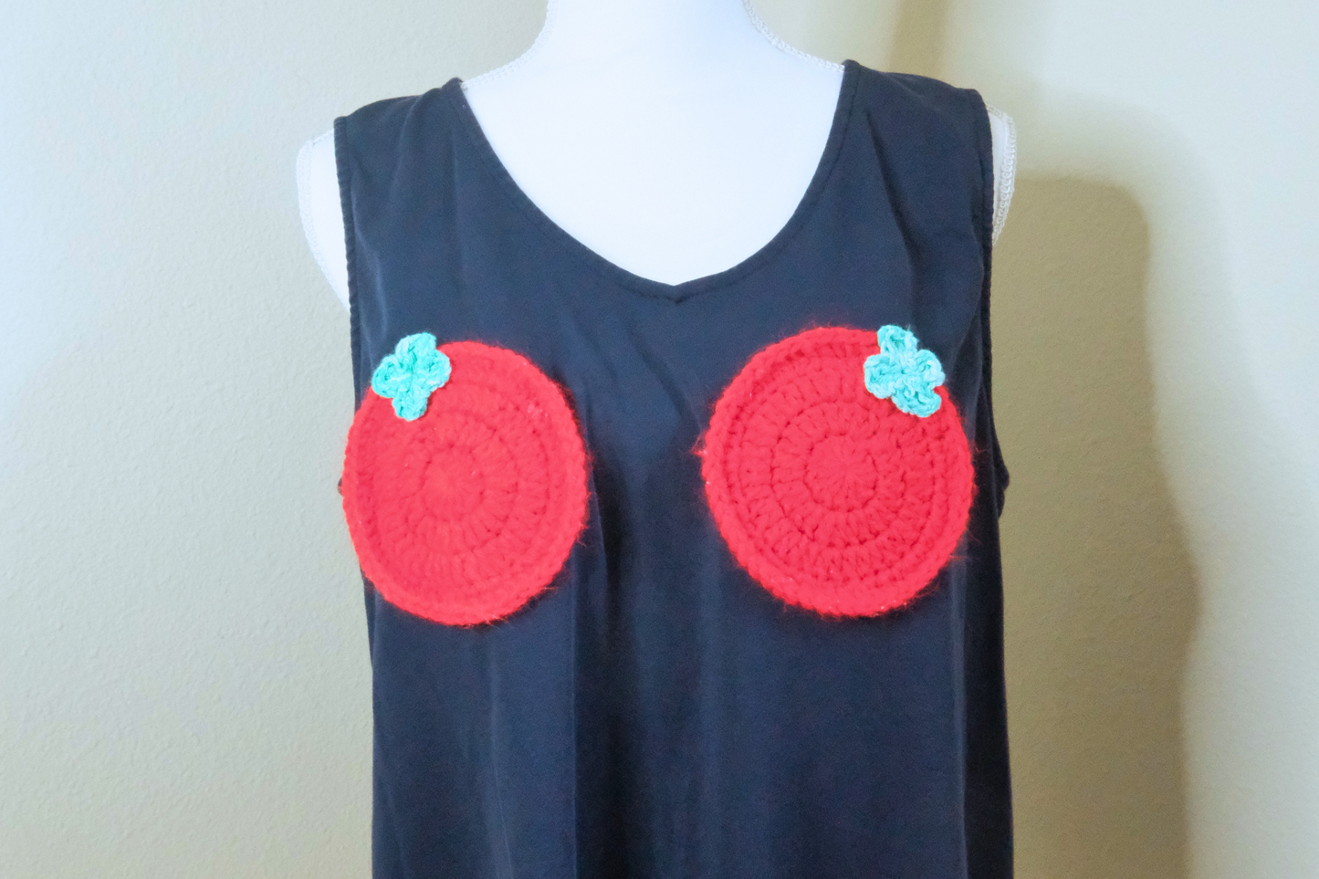 Navy V-Neck Crocheted Tomato Ta-Ta Tank