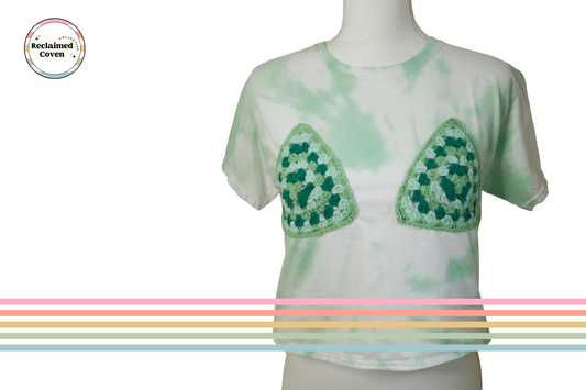 Crocheted Mermaid Bikini Tie Dye Cropped Ta-Ta Tee