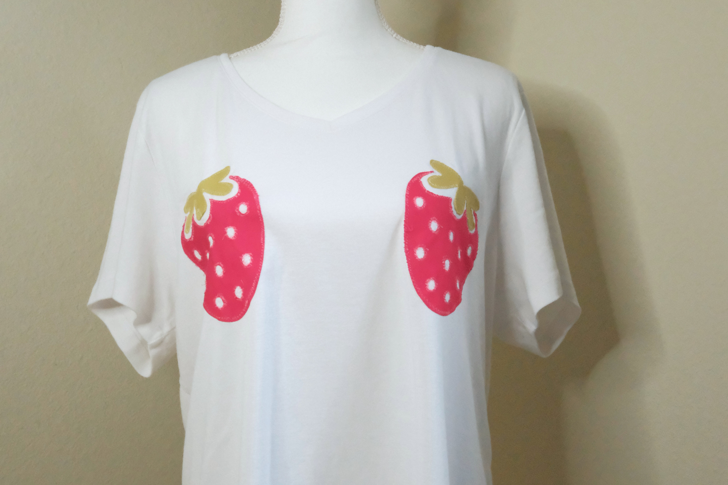 White Cotton Strawberry Ta-Ta Tee