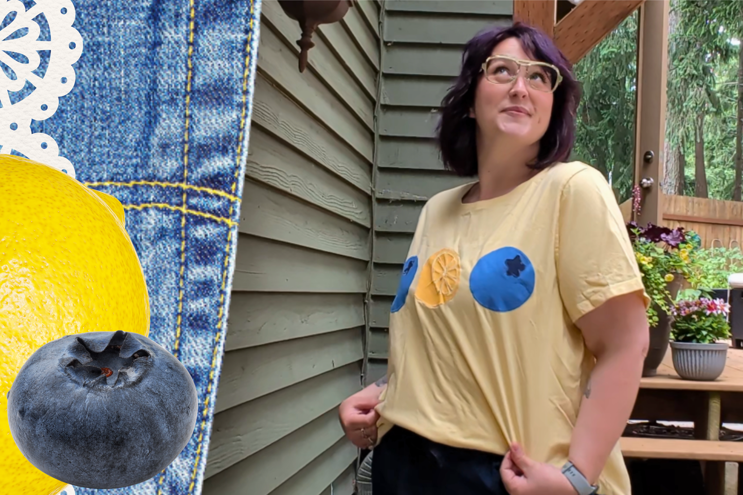 Butter Yellow Blueberry and Lemon T-Shirt