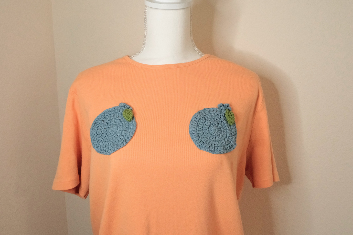 Bright Peach Crocheted Blueberry Ta-Ta Tee