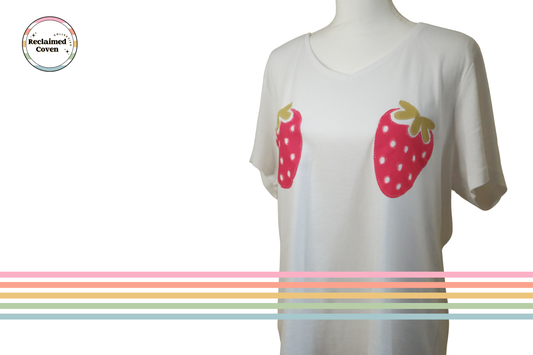 White Cotton Strawberry Ta-Ta Tee