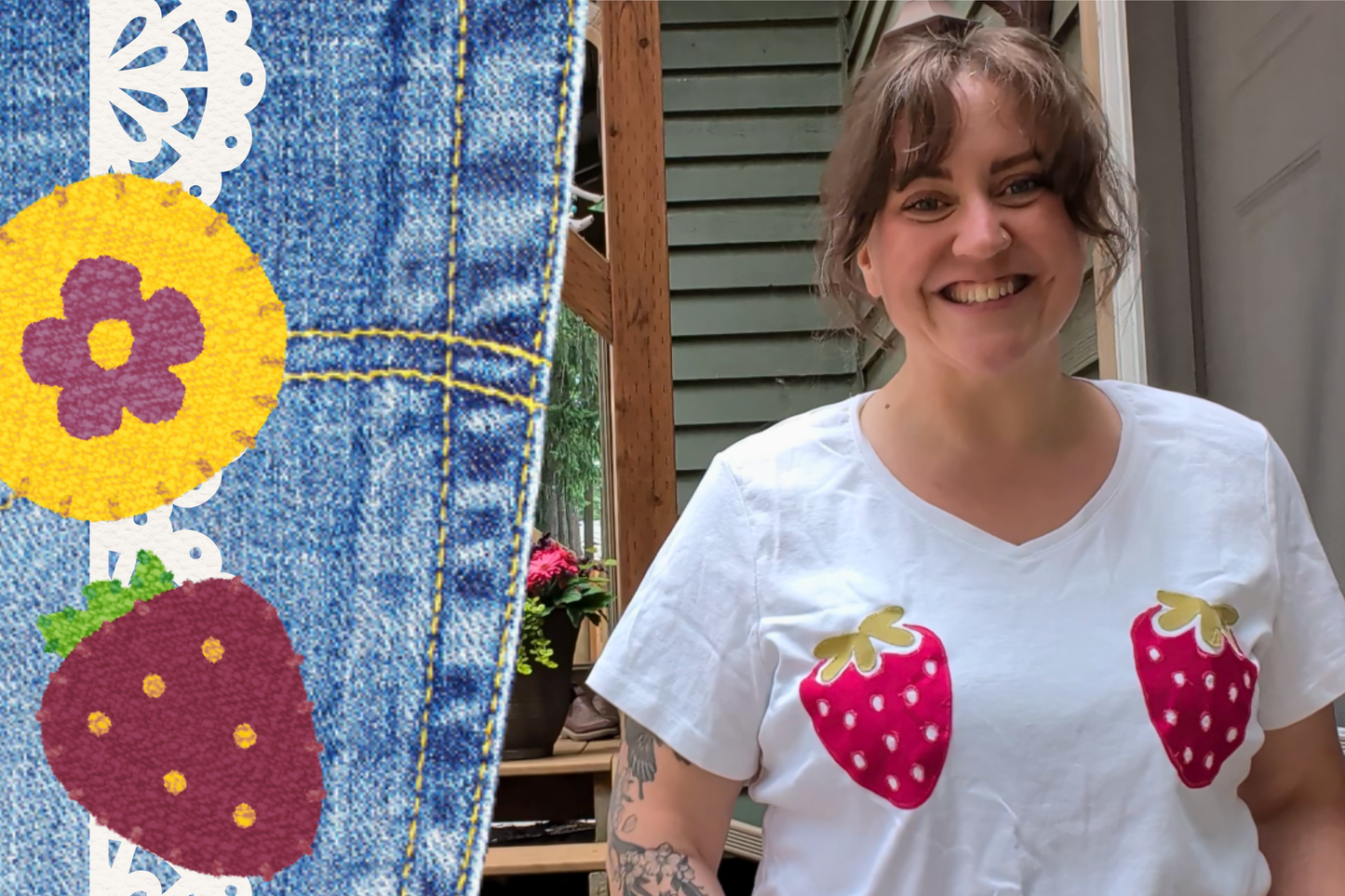 White Cotton Strawberry Ta-Ta Tee