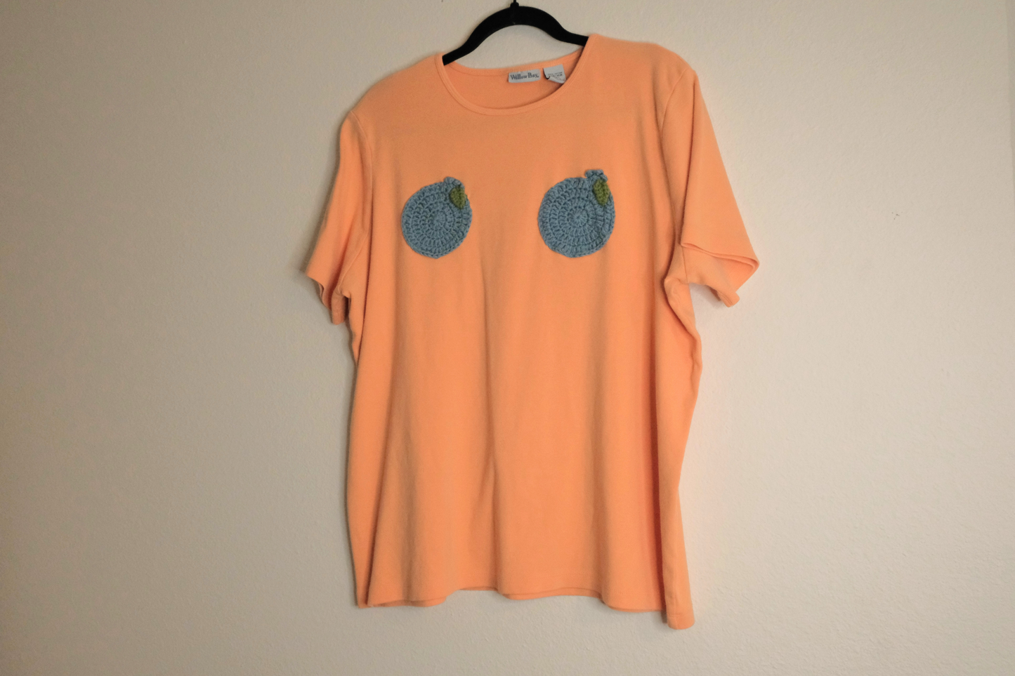 Bright Peach Crocheted Blueberry Ta-Ta Tee