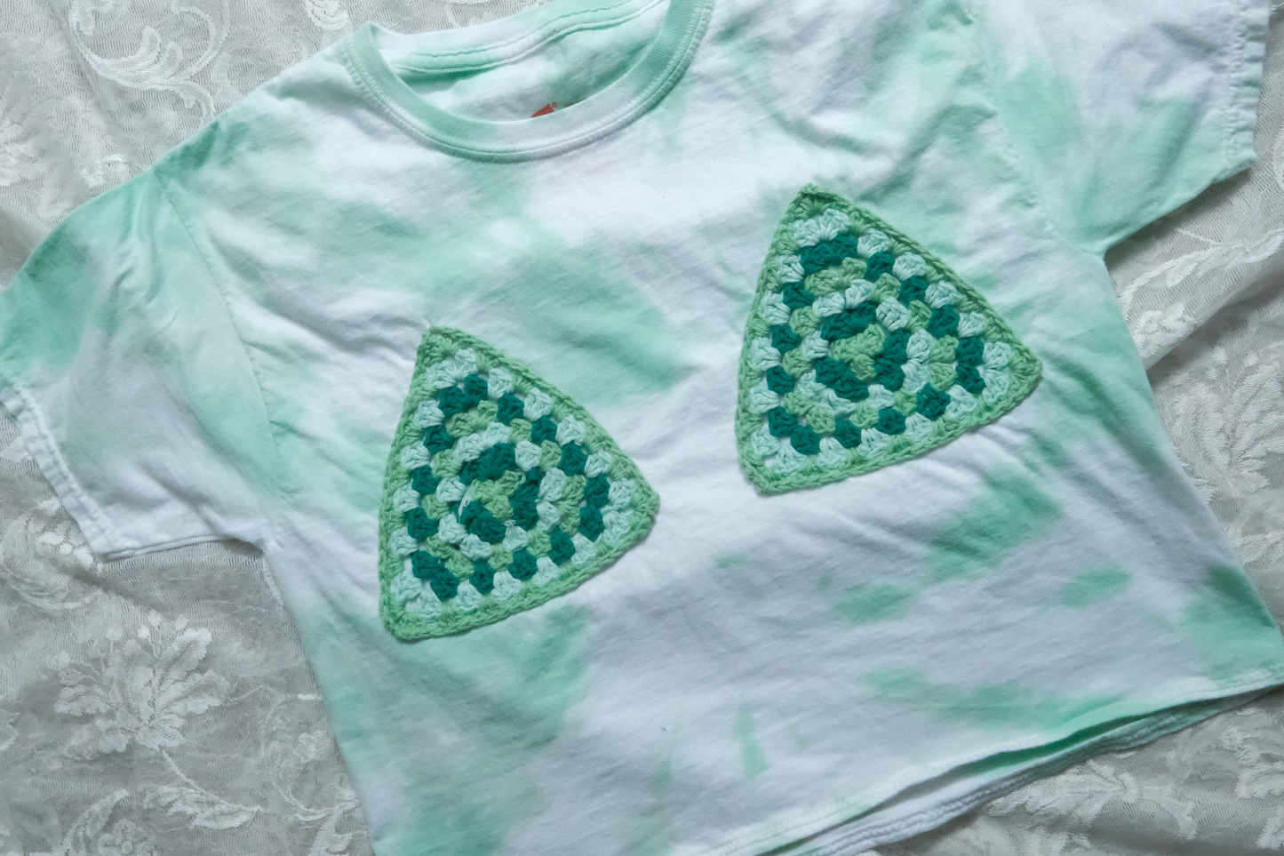 Crocheted Mermaid Bikini Tie Dye Cropped Ta-Ta Tee
