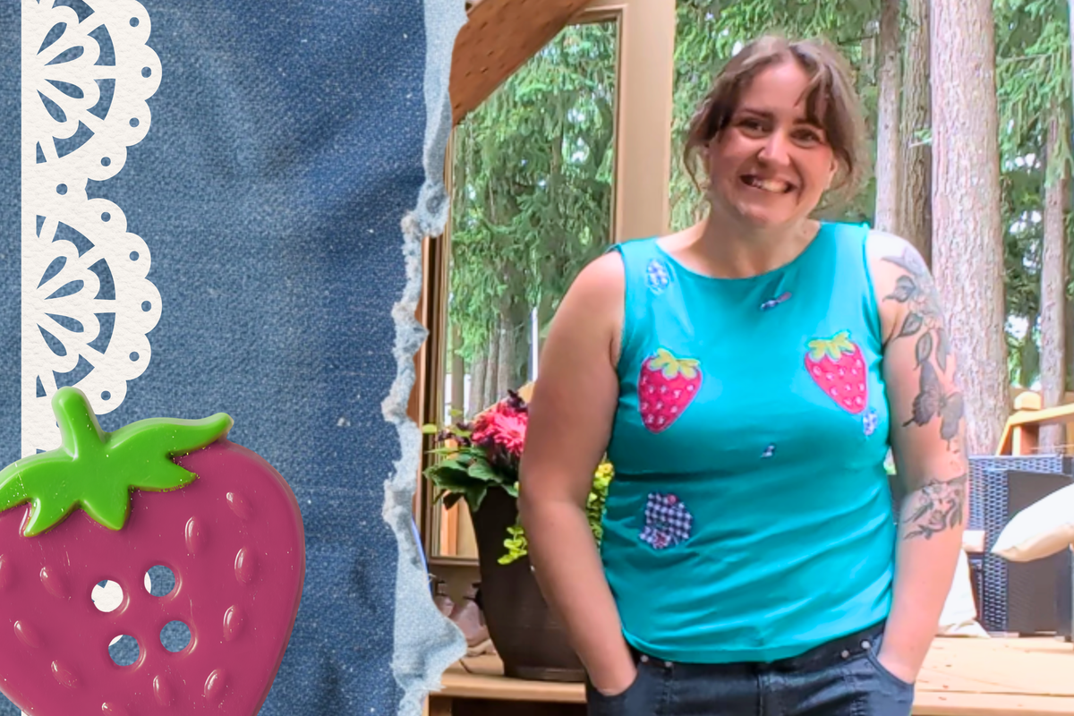 Teal Strawberry Patchwork Ta-Ta Tank