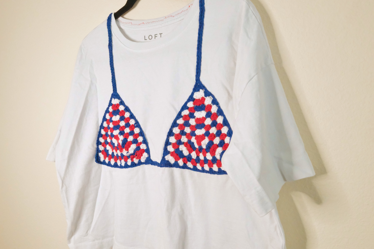 Red, White, and Blue Crocheted Bikini Tee