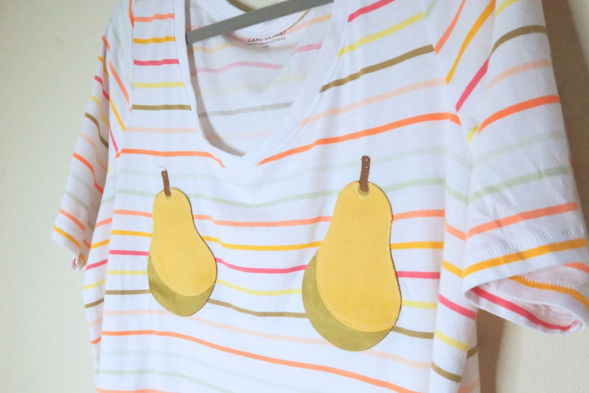 SECONDS Striped V-Neck Juicy Pear Ta-Ta Tee