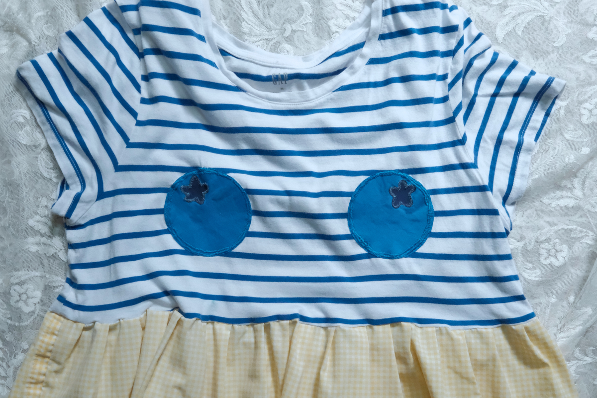 Blue and White Striped Blueberry Ta-Ta Tee with Gingham Peplum