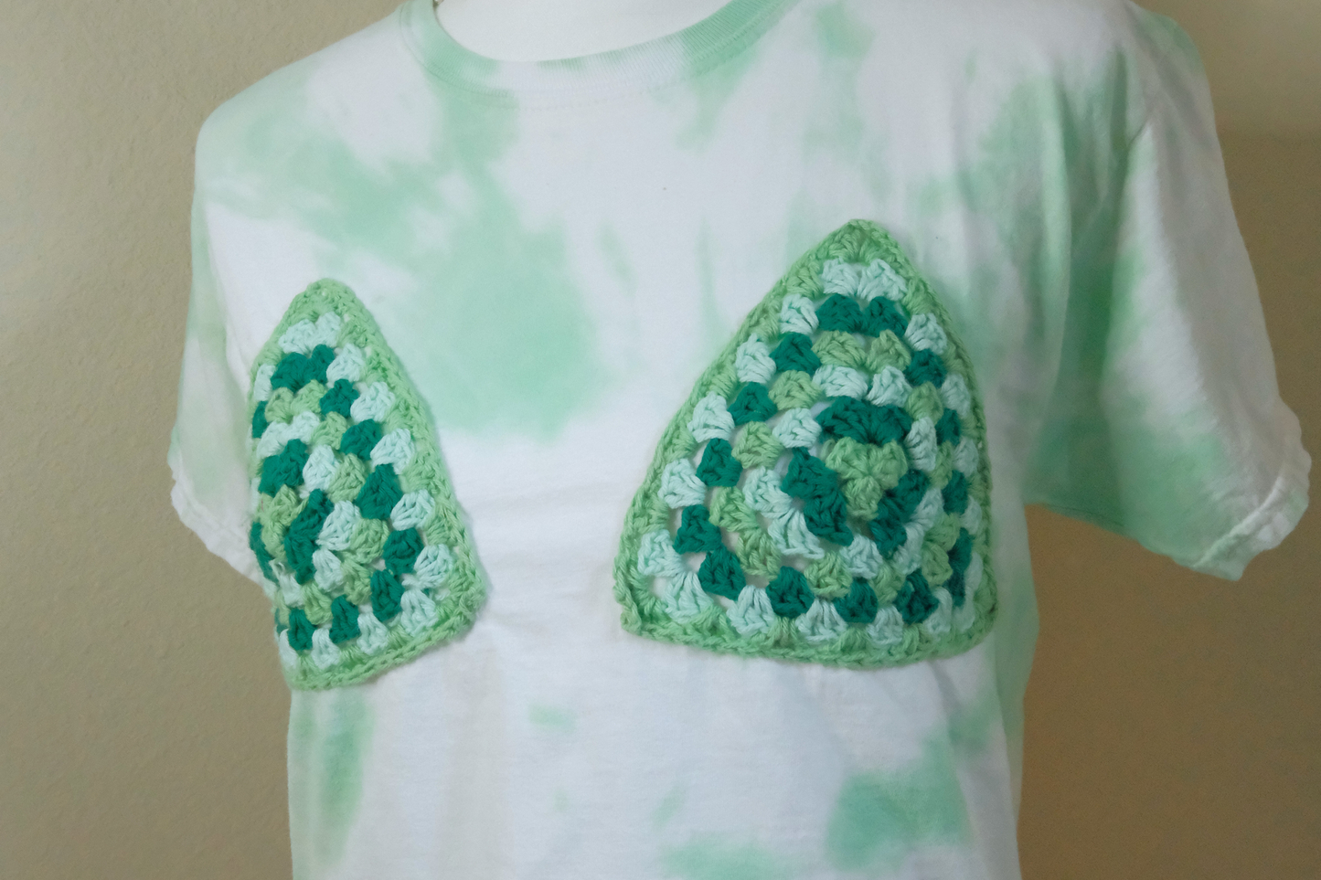 Crocheted Mermaid Bikini Tie Dye Cropped Ta-Ta Tee