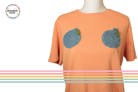 Bright Peach Crocheted Blueberry Ta-Ta Tee