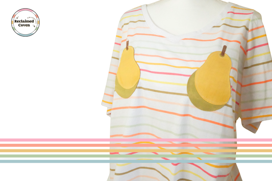 SECONDS Striped V-Neck Juicy Pear Ta-Ta Tee