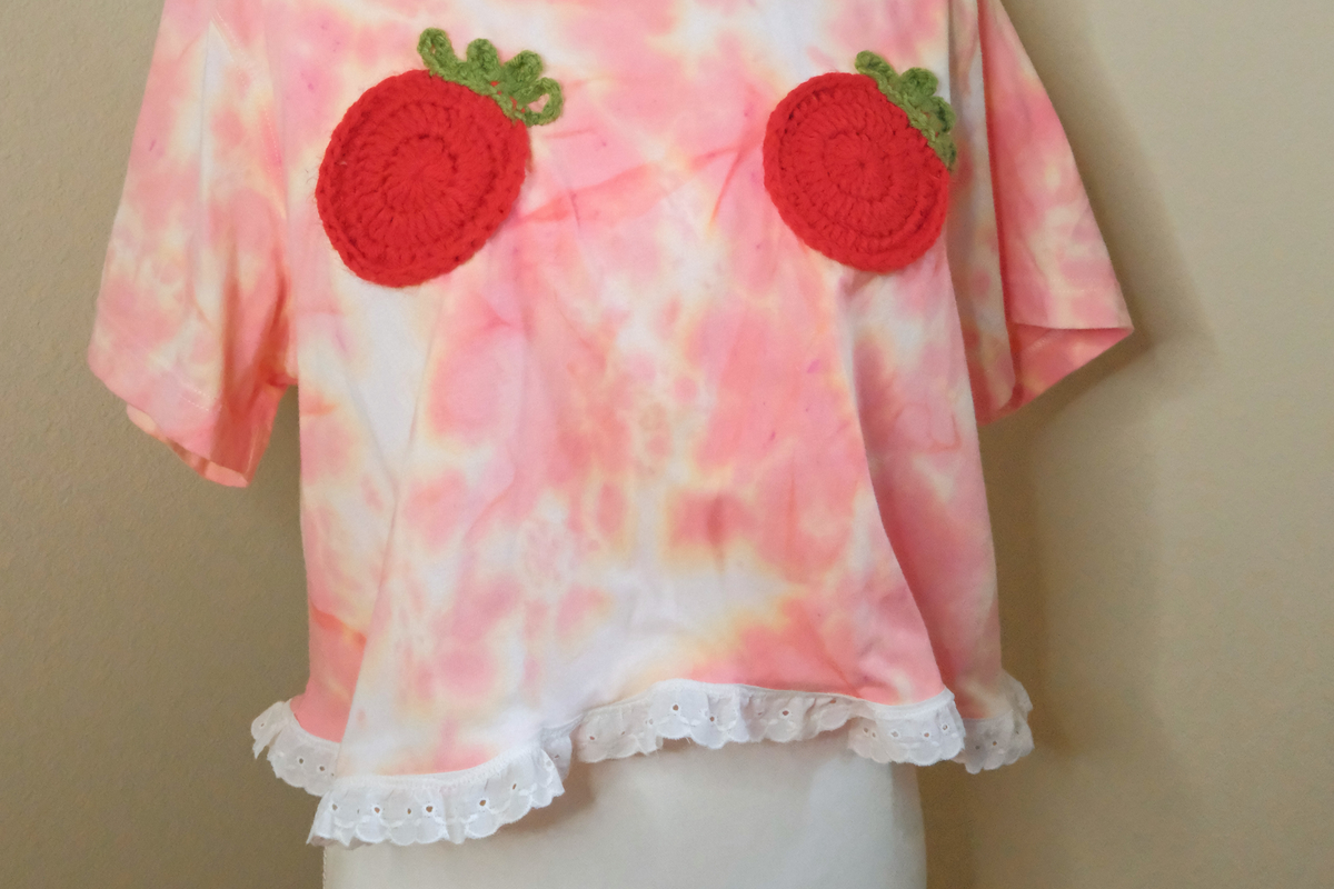 OOAK Tie Dye Tomato Cropped Ta-Ta Tee